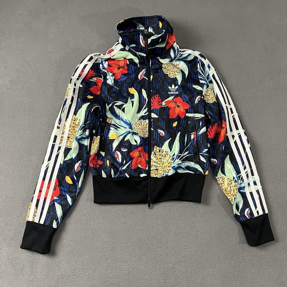 Adidas HER Studio London Jacket Womens XS Floral Track Multicolor 3-Stripe Zip